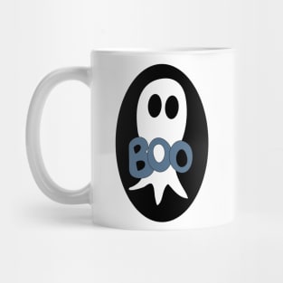 Cute Halloween ghost cartoon with BOO text Mug